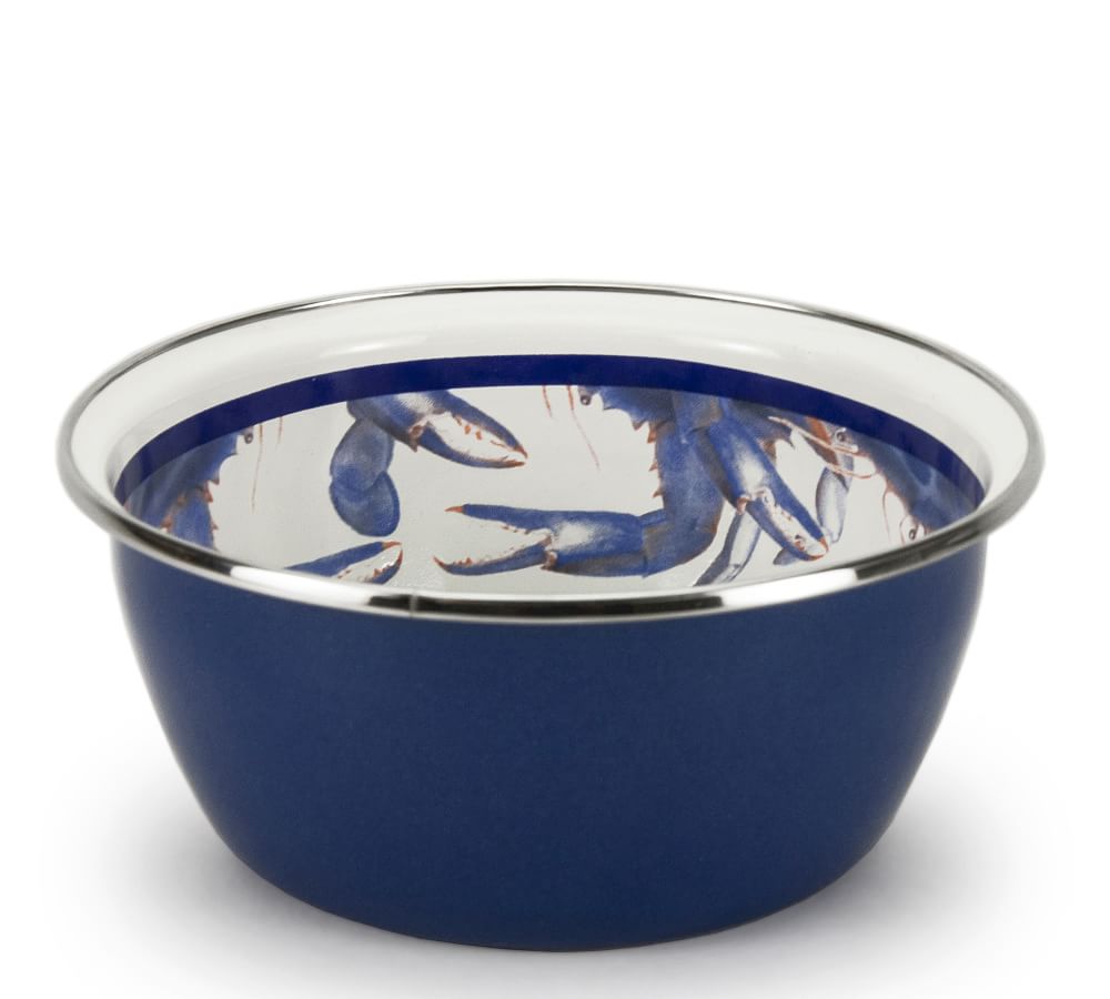 Golden Rabbit Enamelware Crab House Pattern - Set Of 2 - 12.5 Inch
