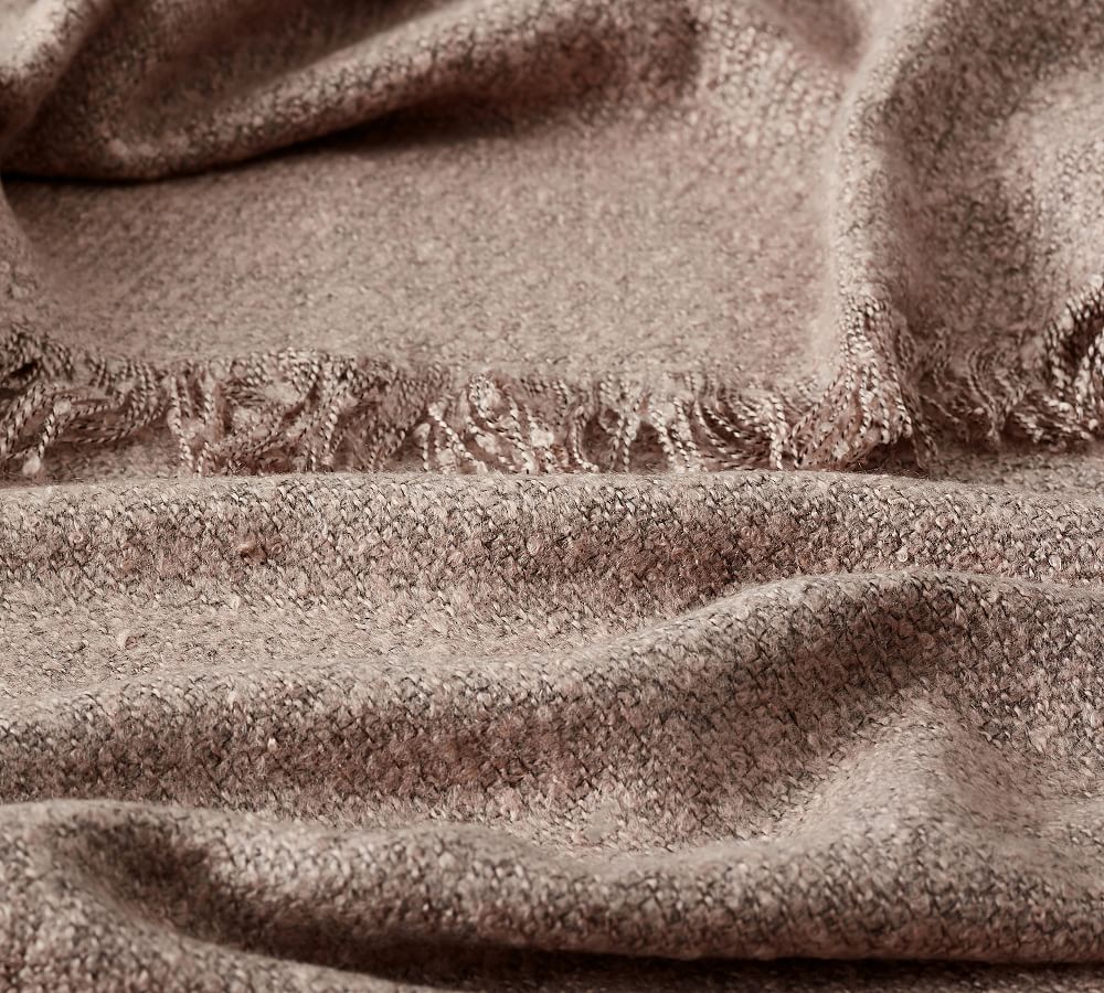 Heathered Boucle Fringe Throw Blanket Pottery Barn