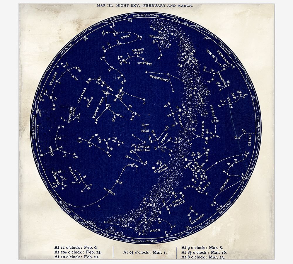 Framed Vintage Astronomical Chart Blue Pottery Barn