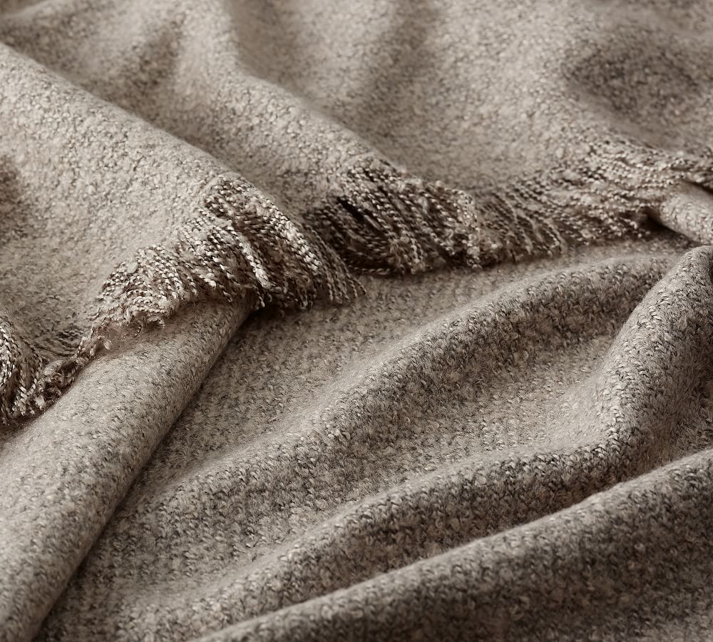Heathered Boucle Fringe Throw Blanket Pottery Barn