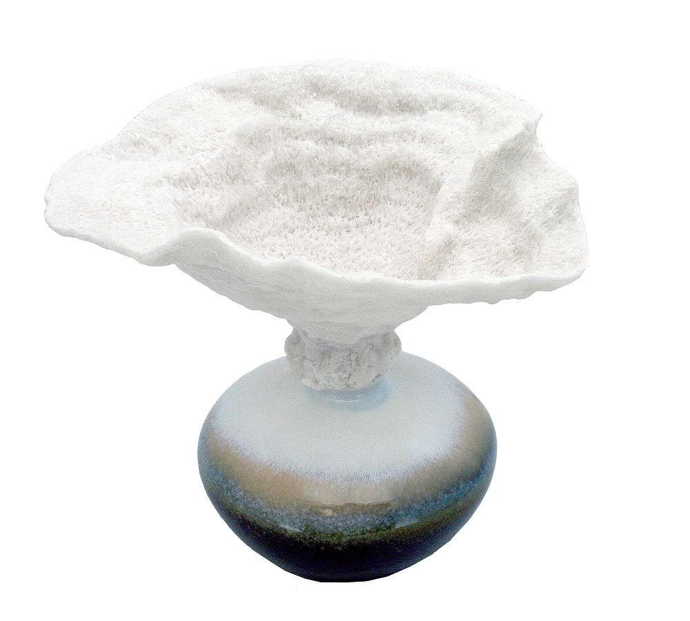 Cup Coral On Reactive Glazed Vase