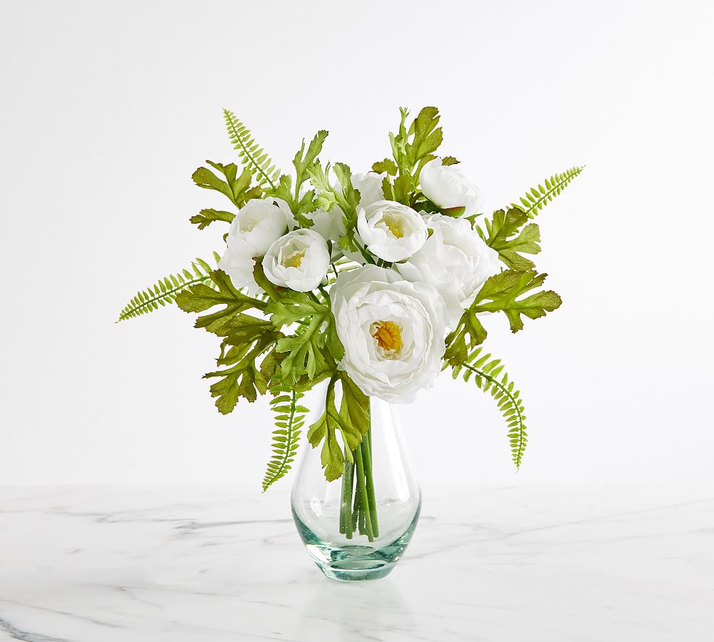 Faux Ranunculus And Fern Plant Clippings Pottery Barn 0651