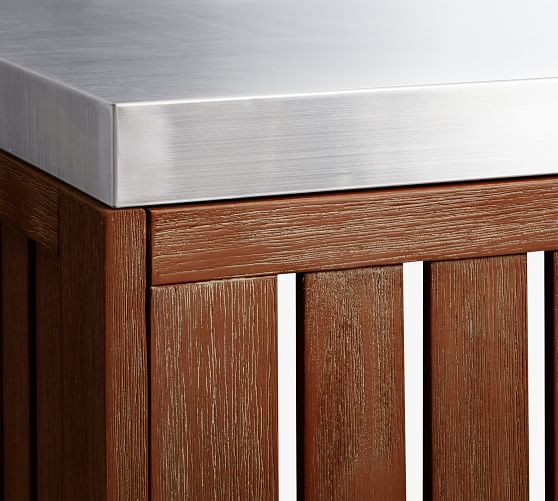 Abbott Outdoor Kitchen Acacia Refrigerator Brown Pottery Barn