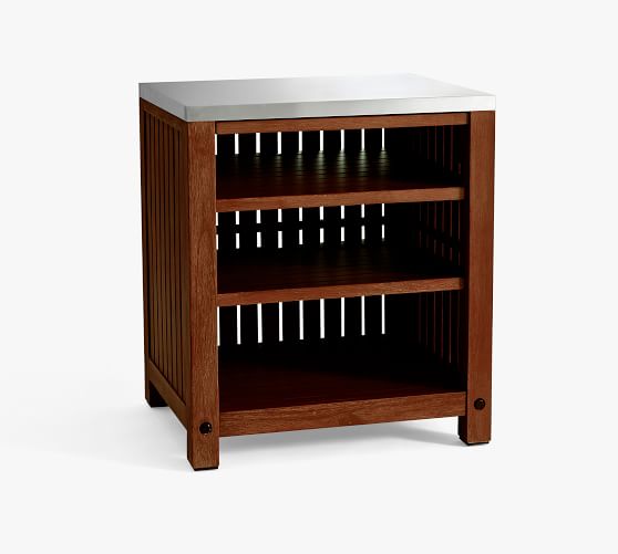 Abbott Outdoor Kitchen Acacia Refrigerator Brown Pottery Barn