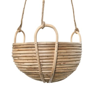 Handwoven Rattan Hanging Planter or Sitting Plant Stand main image 0