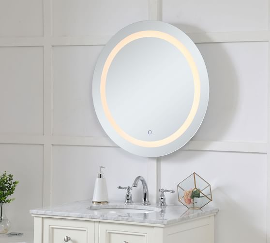 Marina Lighted LED Round Mirror | Pottery Barn