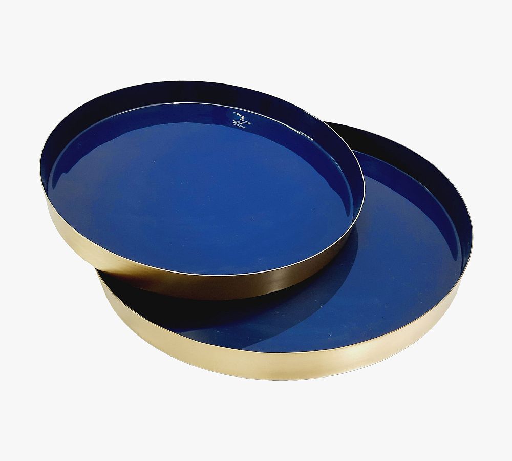 Handcrafted Enamel Decorative Round Trays Set Of 2 Pottery Barn