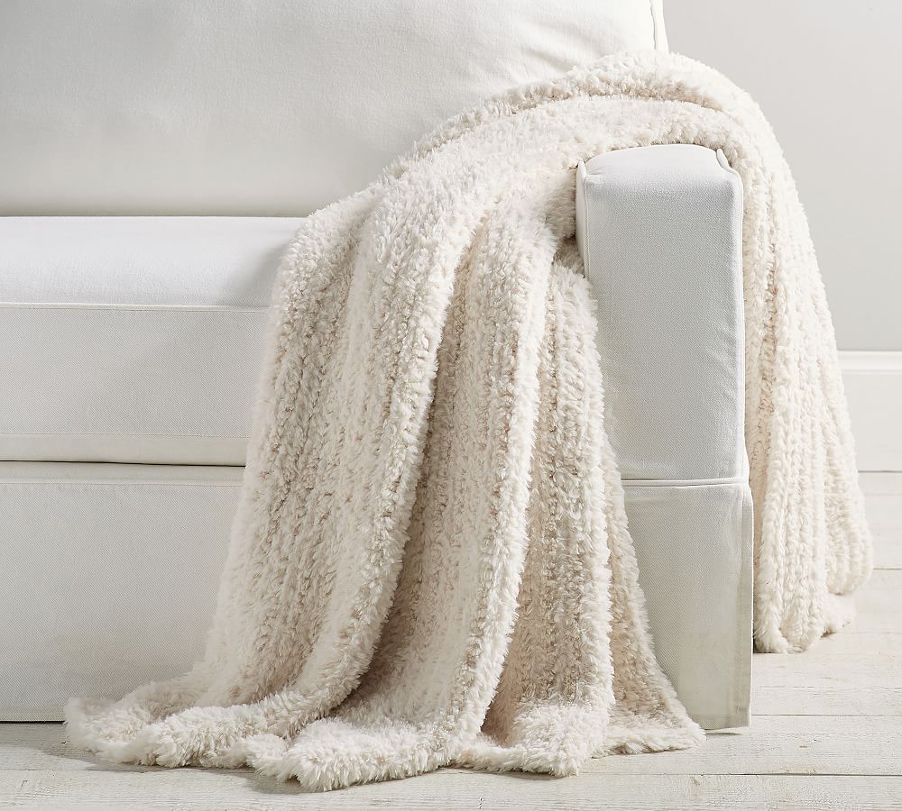 Faux Fur Knitted Throw Blankets Pottery Barn