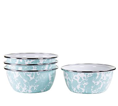 Golden Rabbit Sea Glass Soup Bowls (Set of 4) Teal