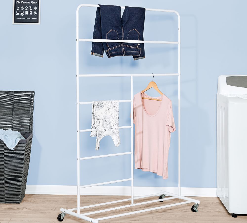 MultiSection Rolling Laundry Drying Rack Pottery Barn