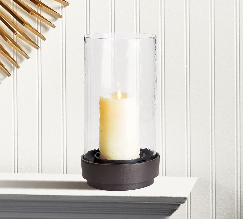 Hammered Glass Scented Candle - Bergamot & White Oak