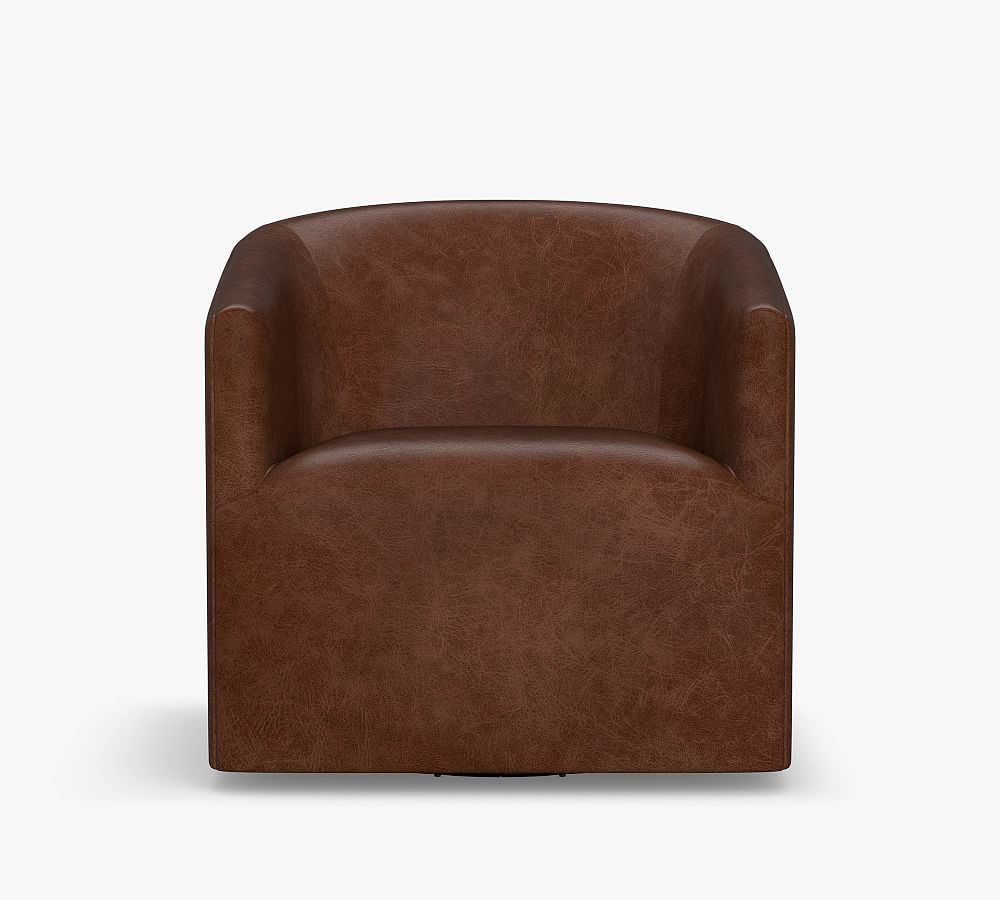 Baldwin Leather Swivel Armchair Pottery Barn