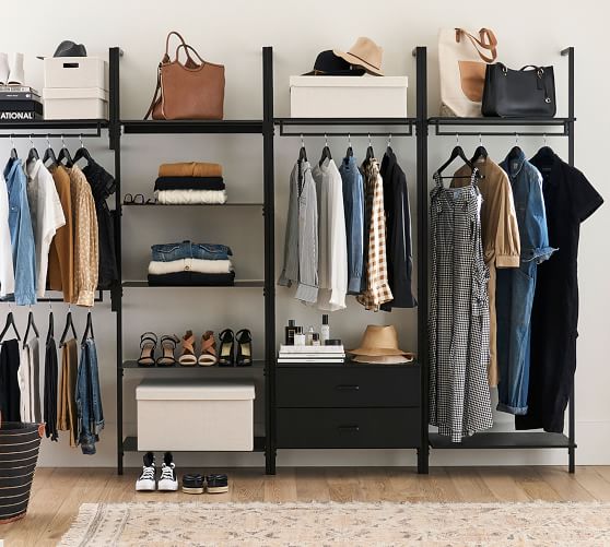 Freestanding Closet Organizer Systems with Shelves, Open Wardrobe Closet for Hanging Clothes 17 Stories