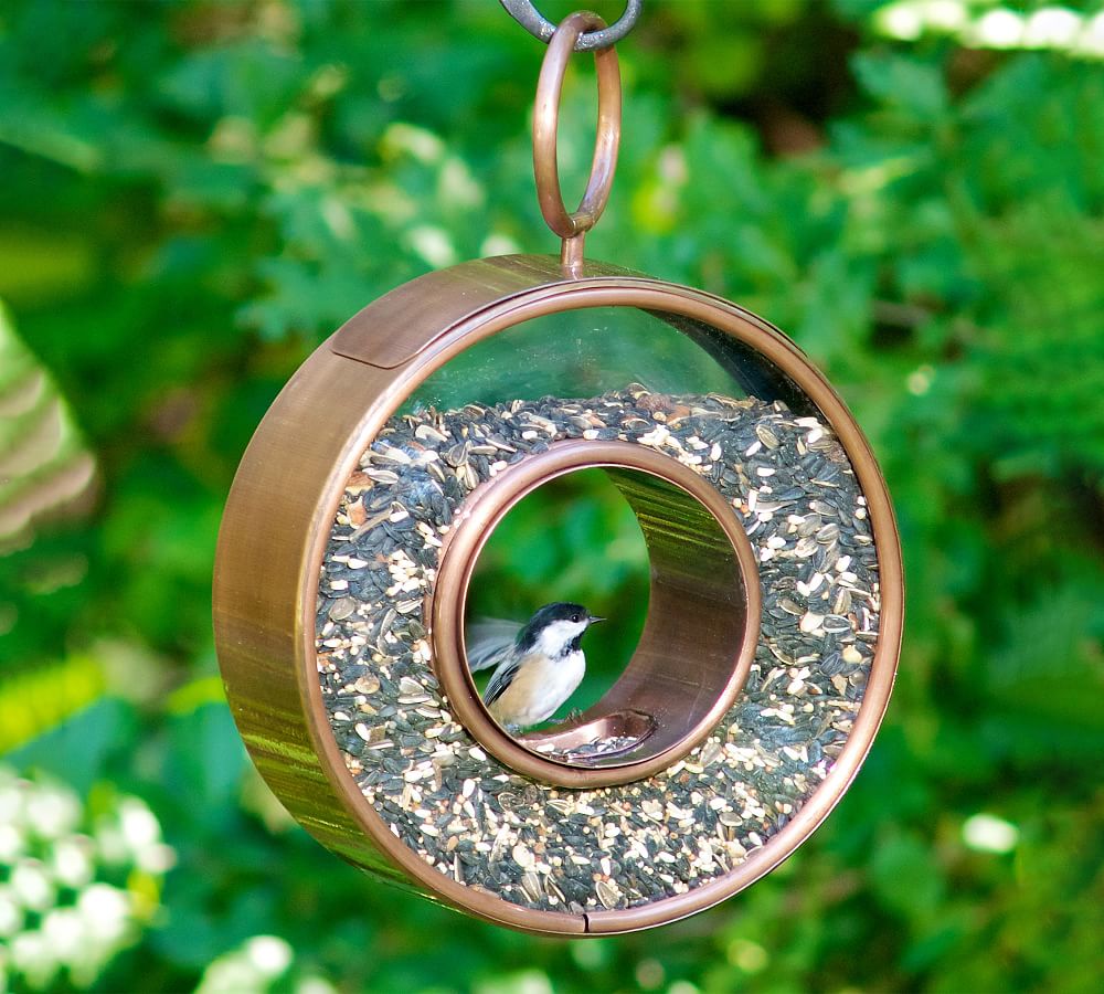 Circle Shaped Copper Fly Thru Bird Feeder | Pottery Barn