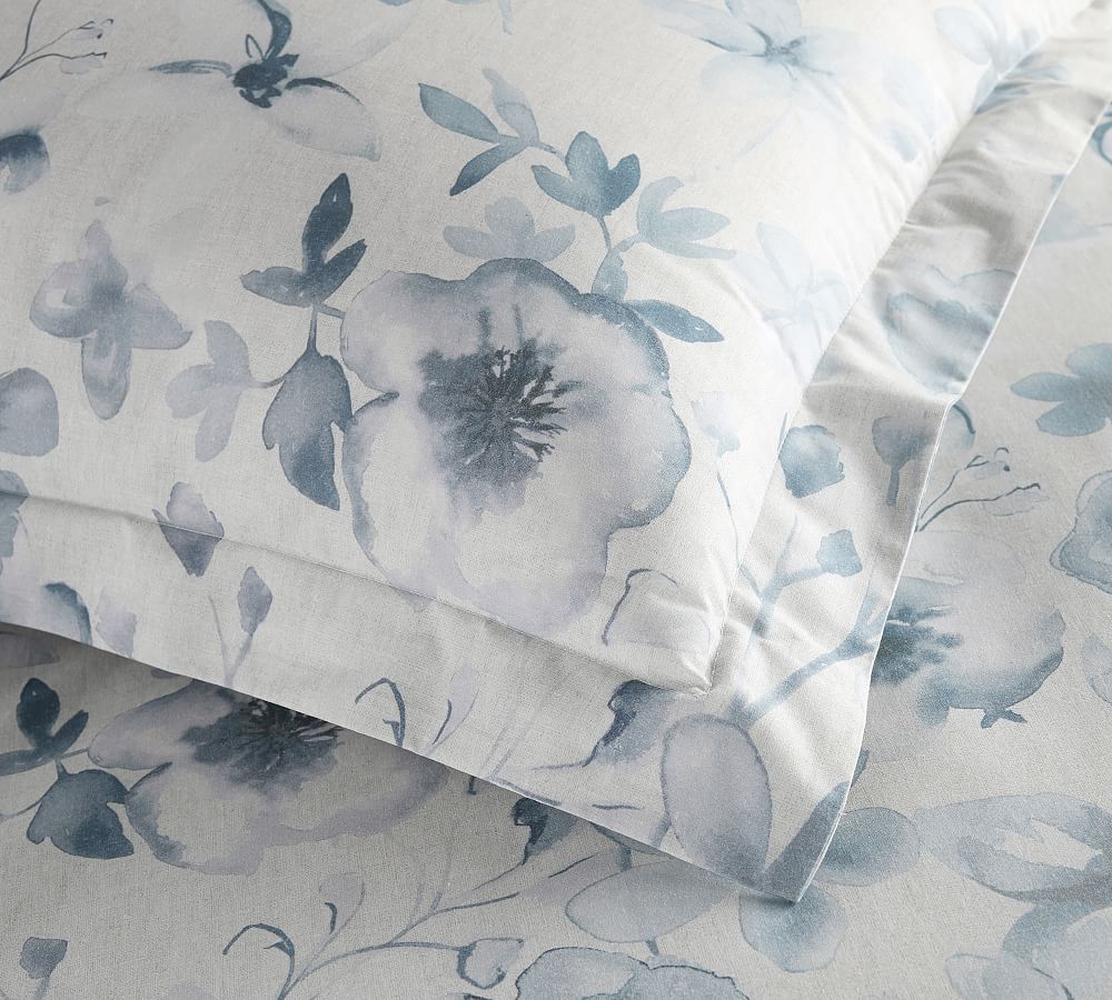 Florence Floral Organic Percale Duvet Cover | Pottery Barn