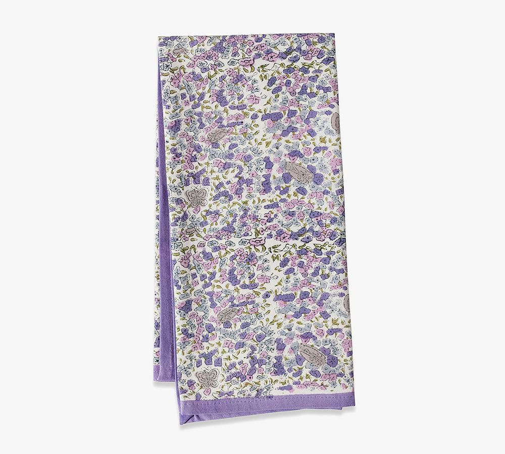 Lavender Blockprint Cotton Tea Towels - Set of 3