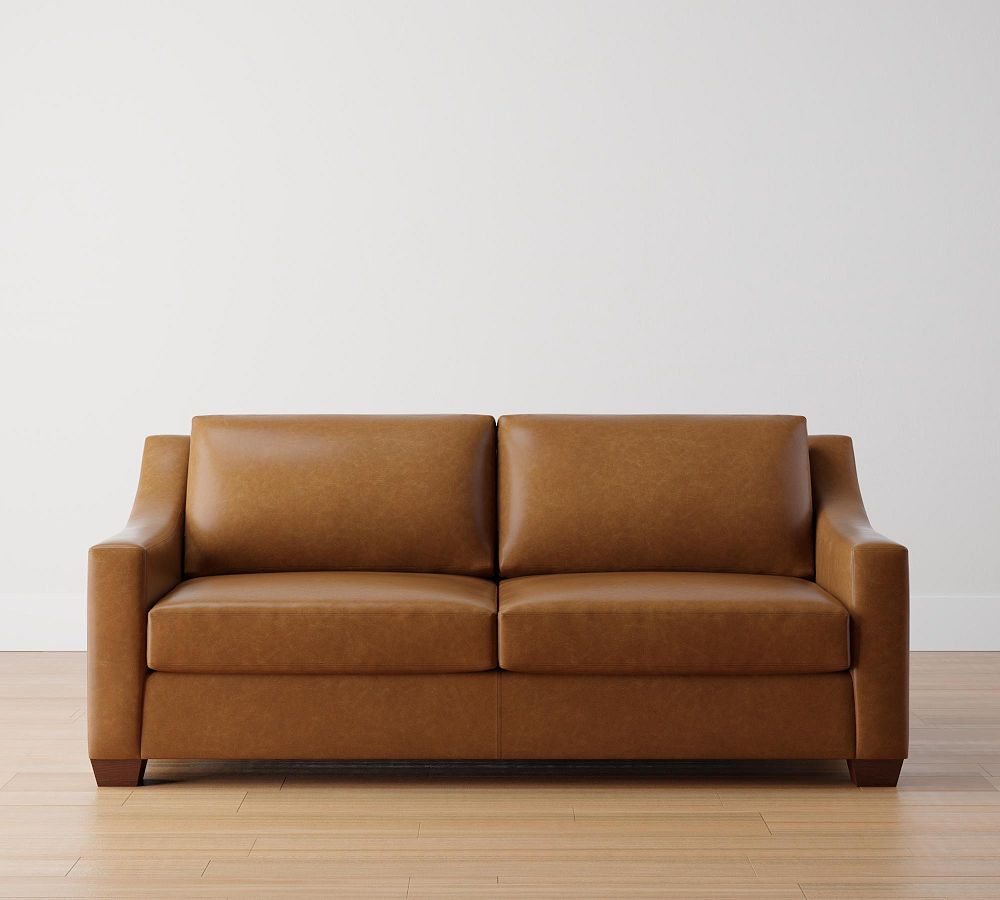 York Slope Arm Leather Sofa Collection Pottery Barn