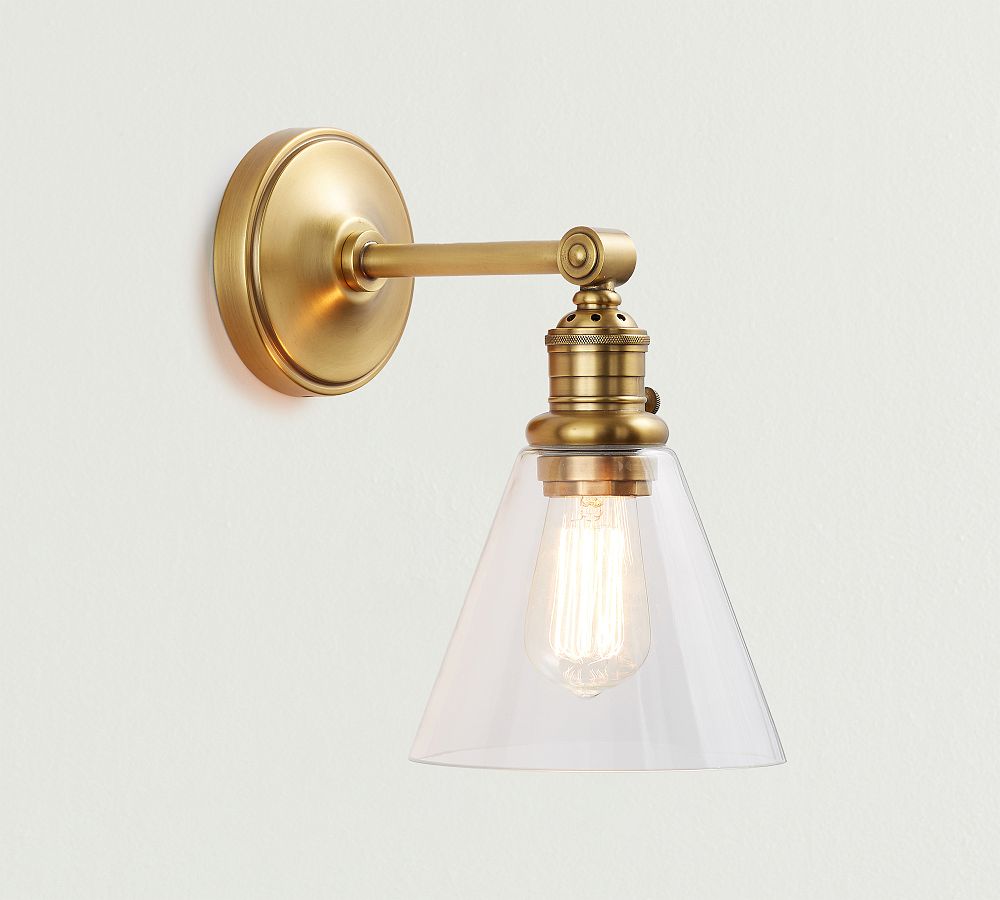 Flared Glass Straight Arm Sconce