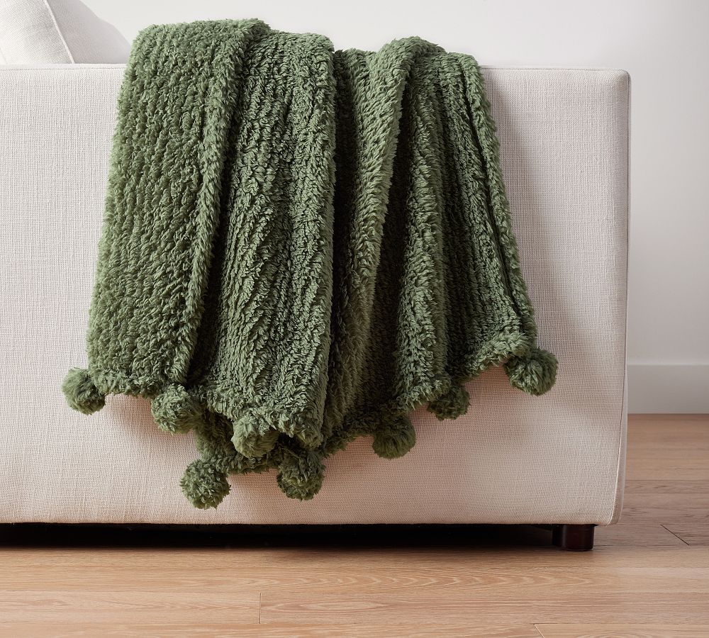 Cozy Pom Pom Sherpa Throw Pottery Barn