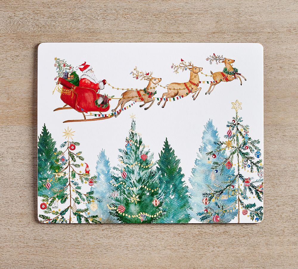 Christmas in the Country Santa Cork Placemats - Set of 4