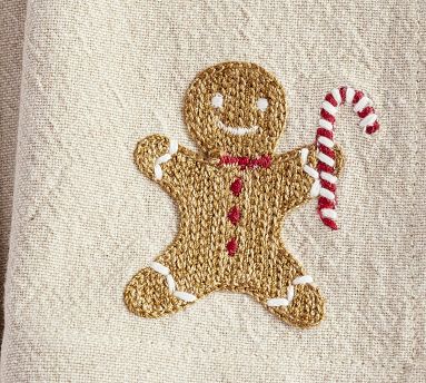 Gingerbread Embroidered Napkins - Set of 4 | Pottery Barn