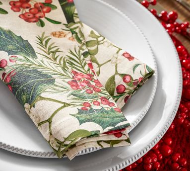 Holly Berry Napkins- Set of 4 | Pottery Barn