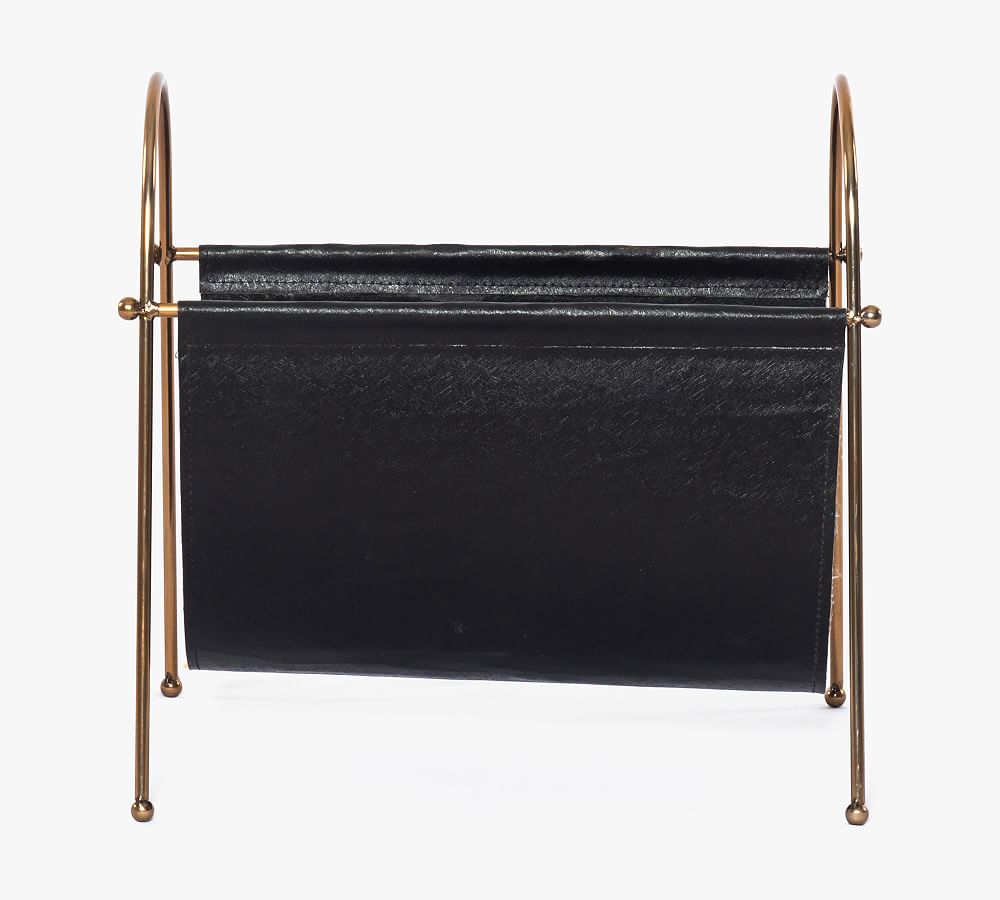 Grey Metal and Leather Magazine Holder
