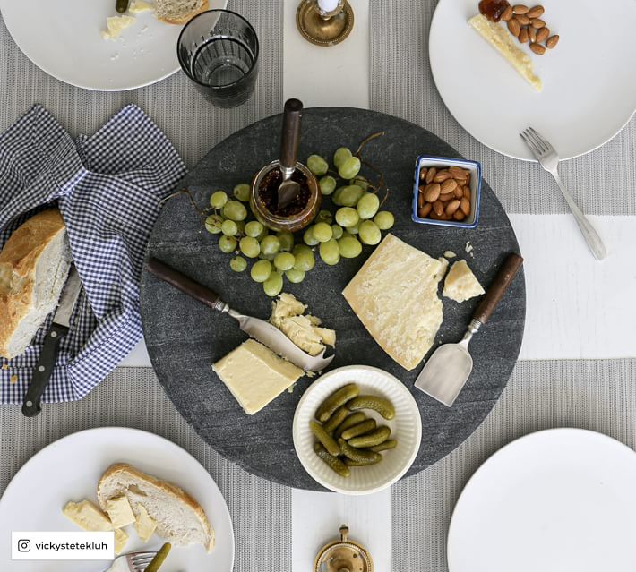 Handcrafted Beige Marble Lazy Susan