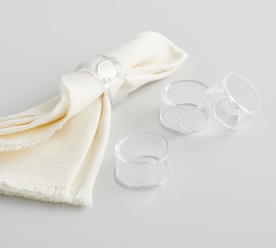 Handmade Hammered Glass Napkin Rings - Set of 4 | Pottery Barn