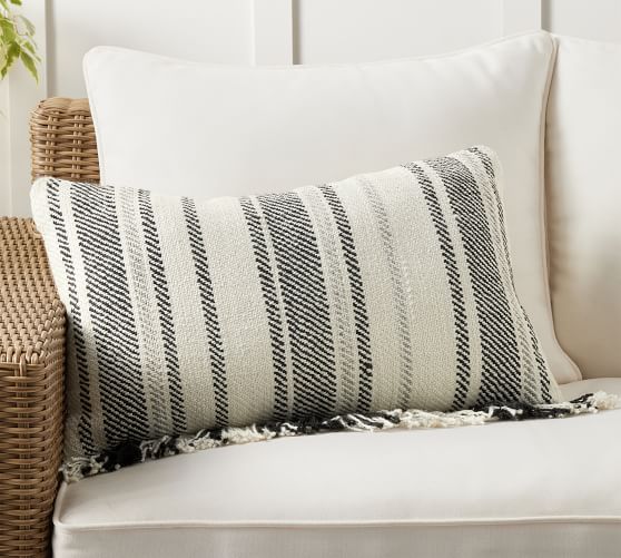 Adelaide Textured Lumbar Outdoor Throw Pillow Pottery Barn