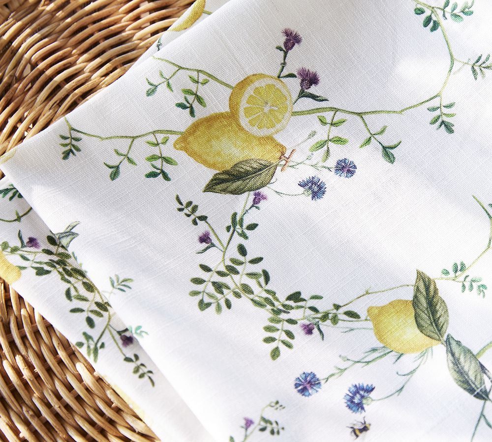 Cloth Napkins Set of 4 Organic Cotton Lavender Botanical Print