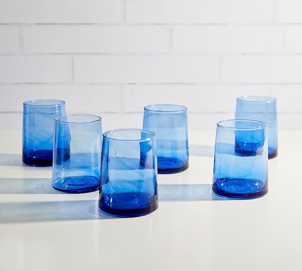Moroccan Handcrafted Recycled Drinking Glasses Set of 6 Pottery Barn