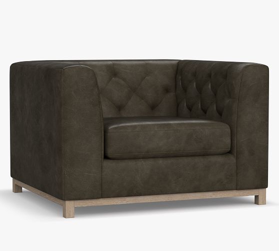 Henley Tufted Leather Armchair Pottery Barn