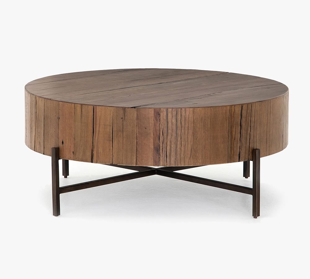 Fargo Round Reclaimed Wood Coffee Table Pottery Barn