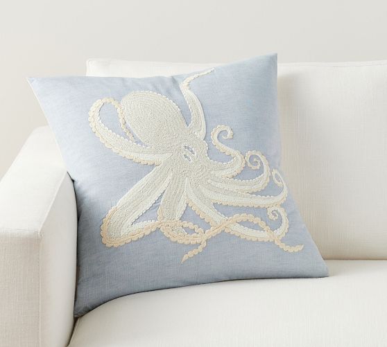 Octopus Accent Pillow Cephalopod by Patricia_braune Marine Sea Creatures  Sea Life Octopi Rectangle Lumbar Throw Pillow by Spoonflower 