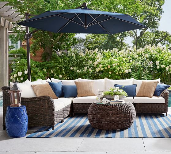 Patio sectional 2025 with umbrella