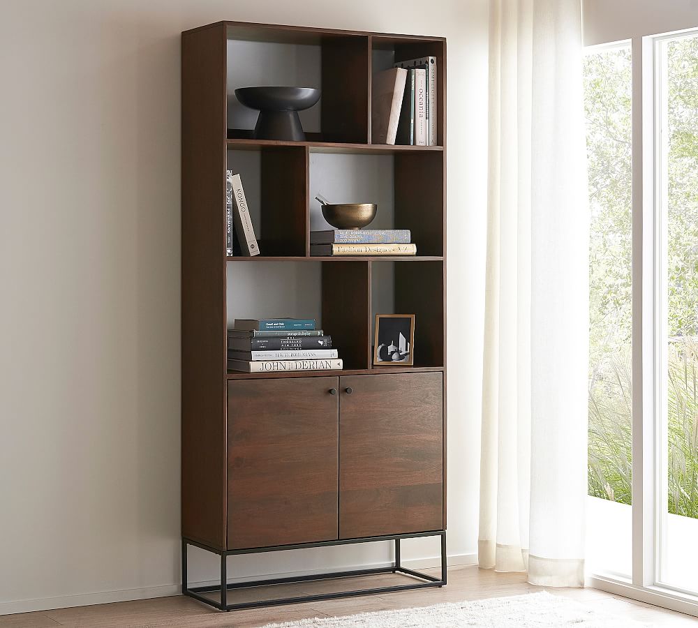 Bradley Open Bookcase with Doors | Pottery Barn