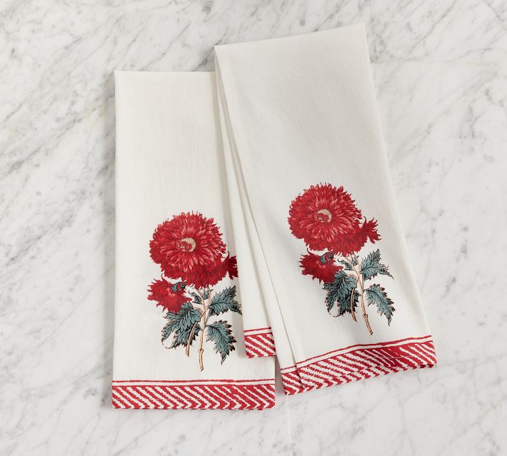Chrysanthemum Cotton Tea Towels - Set of 2