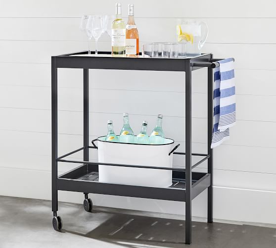 Indio Metal Outdoor Bar Cart Pottery Barn