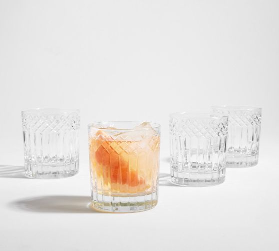 Finesse Grid Crystal Drinking Glasses - Set of 4