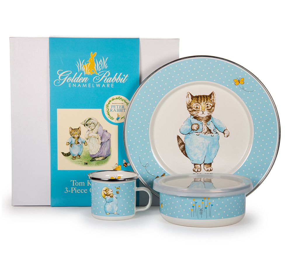 Golden Rabbit Tom Kitten Enamel 3-Piece Dinnerware Set
