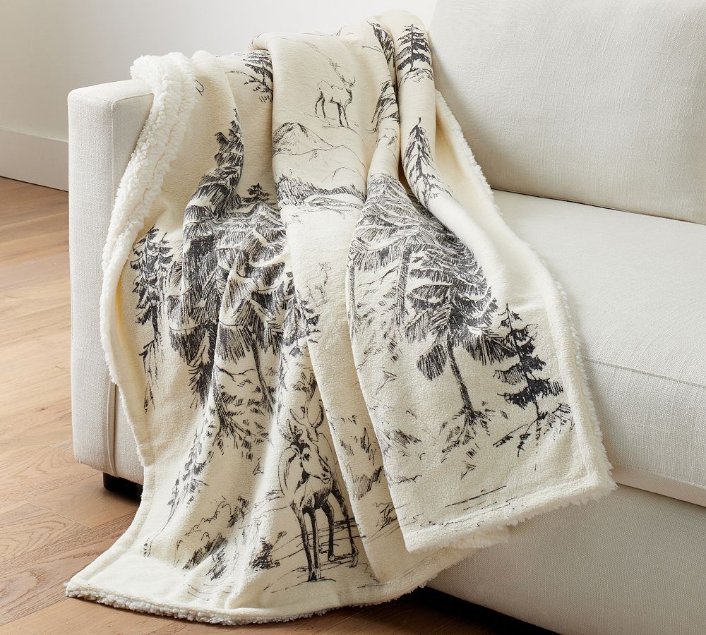 Rustic Forest Sherpa Back Throw Pottery Barn