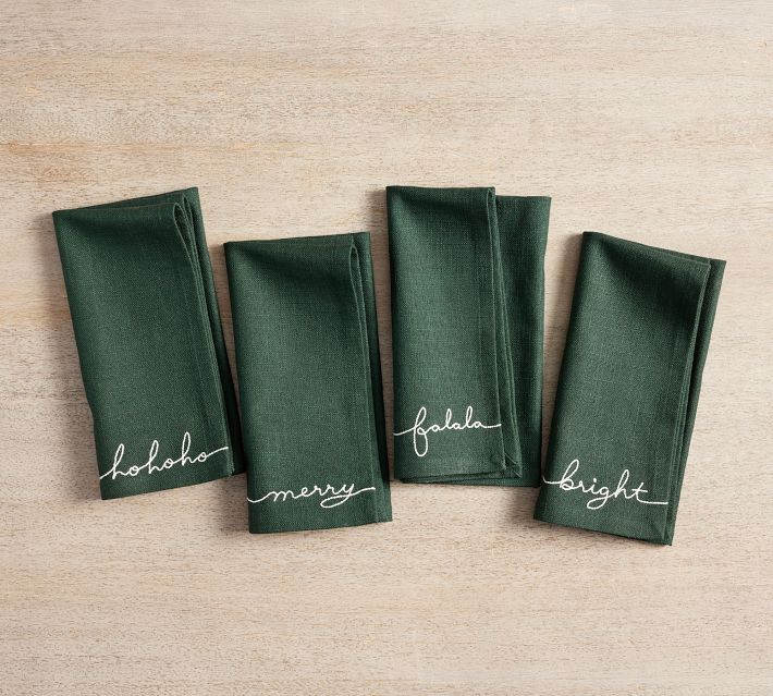 Holiday Sentiment Organic Cotton Napkins - Set of 4