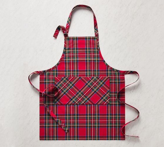 Stewart Plaid Cotton Adult Apron | Pottery Barn