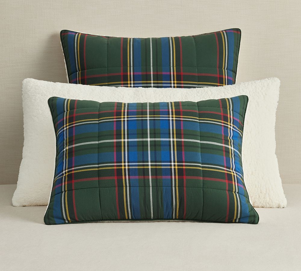 Stewart Plaid Cotton Sherpa Comforter Sham Pottery Barn