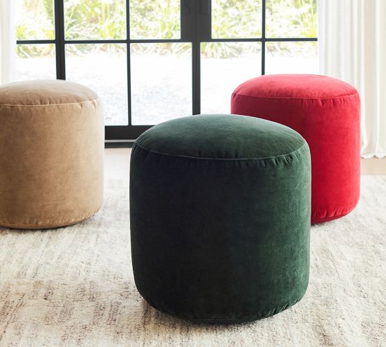 Small Foot Stool with Handle, Black PU Leather Short Foot Stool