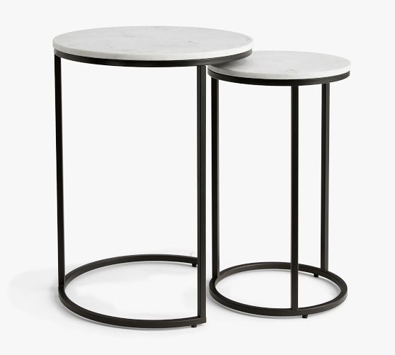 Delaney Round Marble Nesting End Table | Pottery Barn