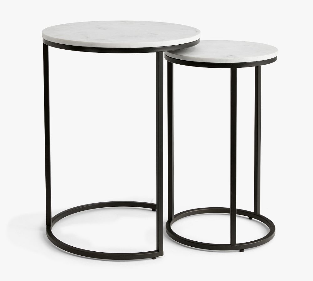 Delaney Round Marble Nesting End Table Pottery Barn
