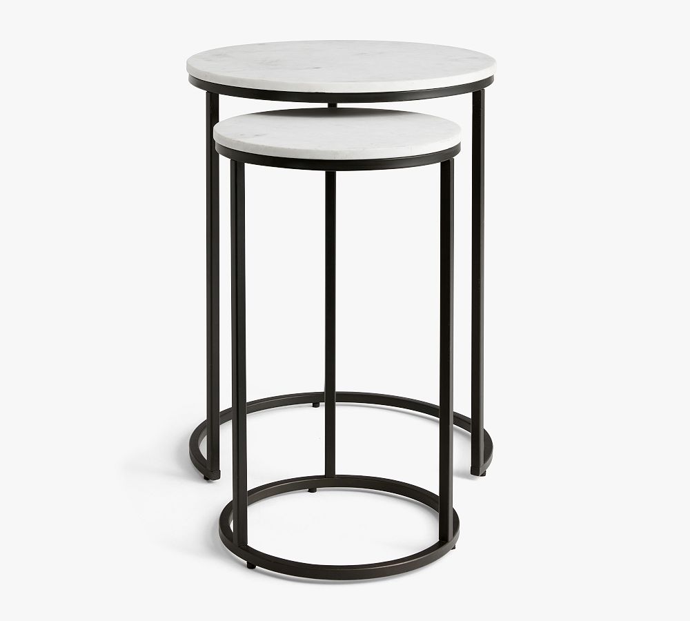 Delaney Round Marble Nesting End Table | Pottery Barn