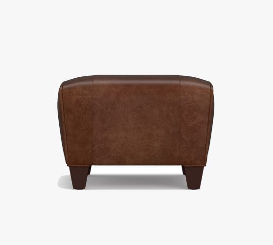 Manhattan Square Arm Leather Armchair with Ottoman | Pottery Barn